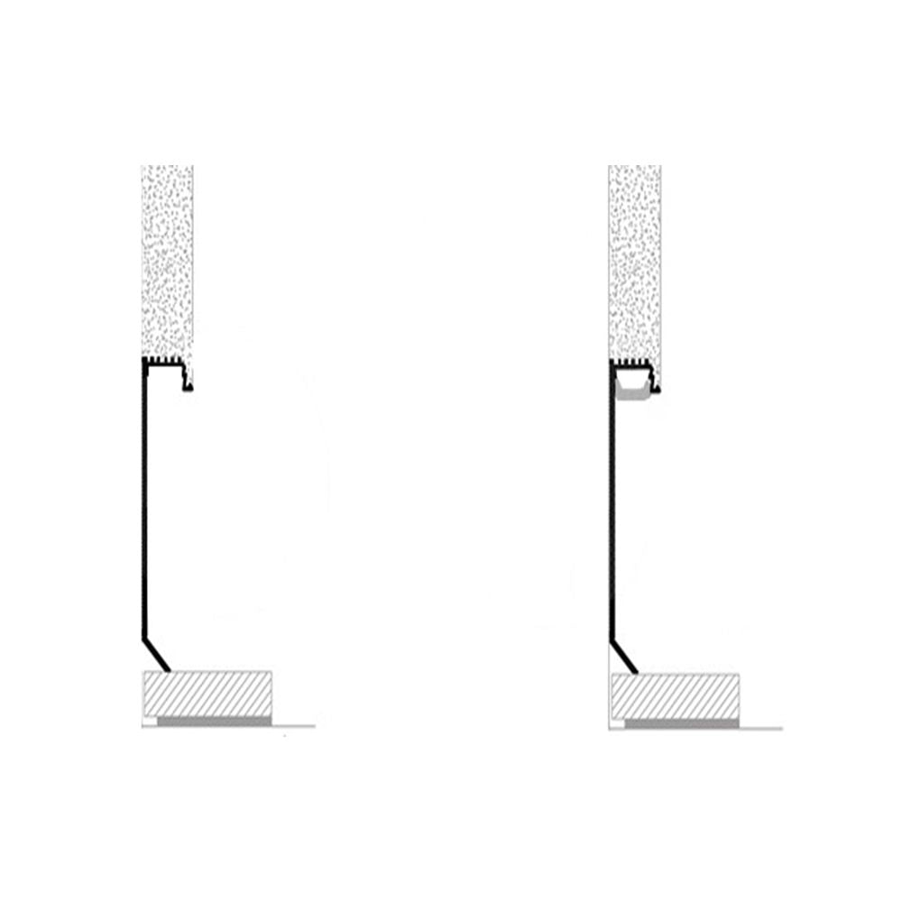 Plintă ascunsă neagra din aluminiu cu iluminare LED 60 mm Shadow Gap