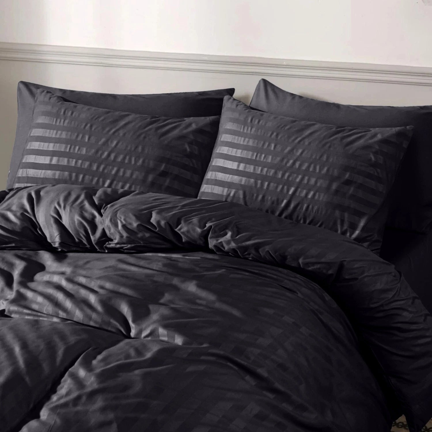 Lenjerie de pat damasc neagra 6 piese