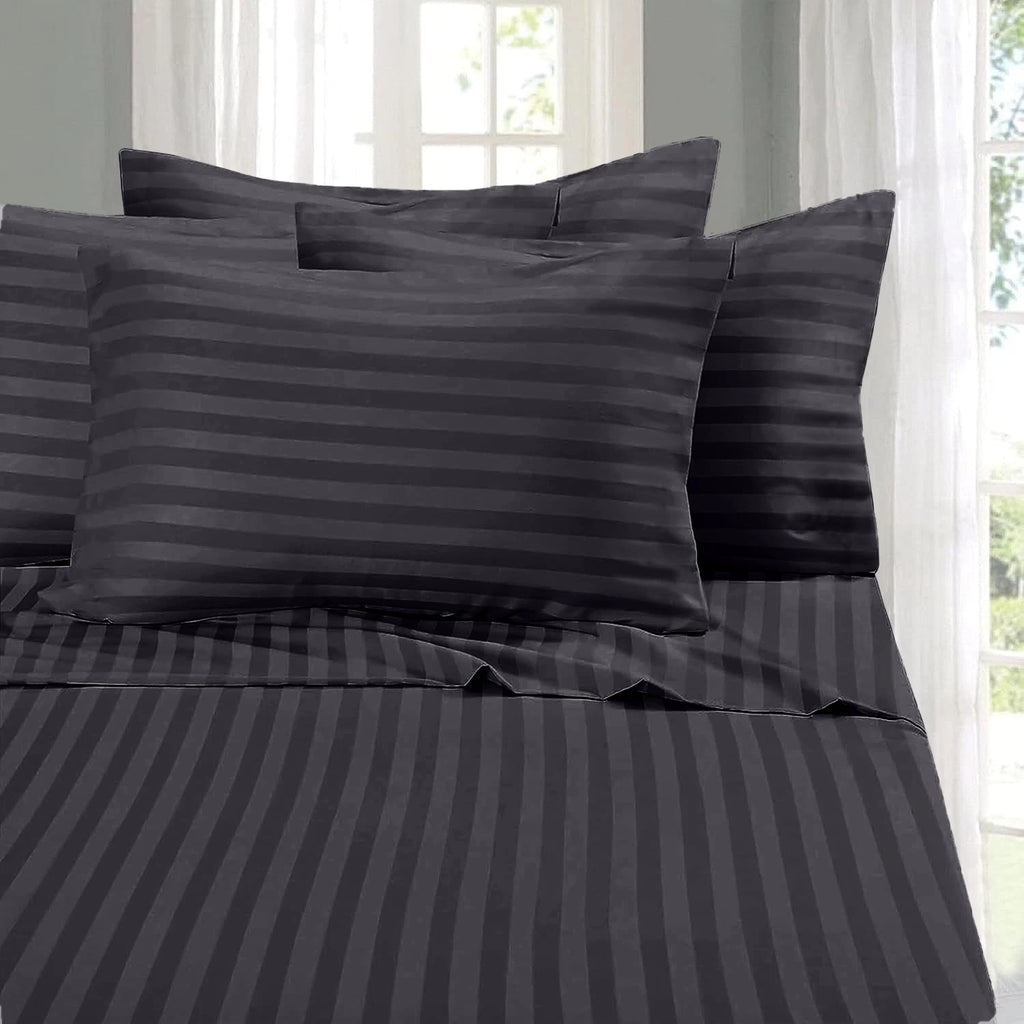 Lenjerie de pat damasc neagra 6 piese