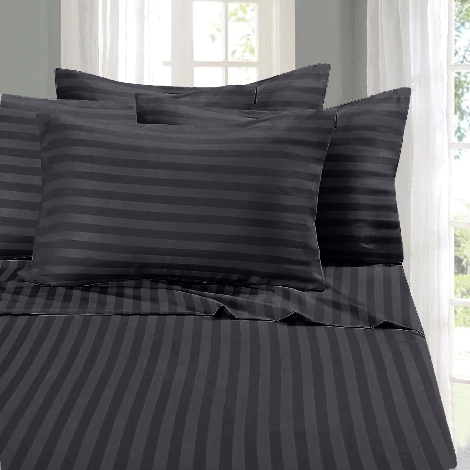 Lenjerie de pat damasc neagra 6 piese