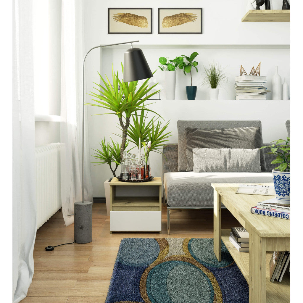 Noptiera stejar artisan cu sertar alb CL1