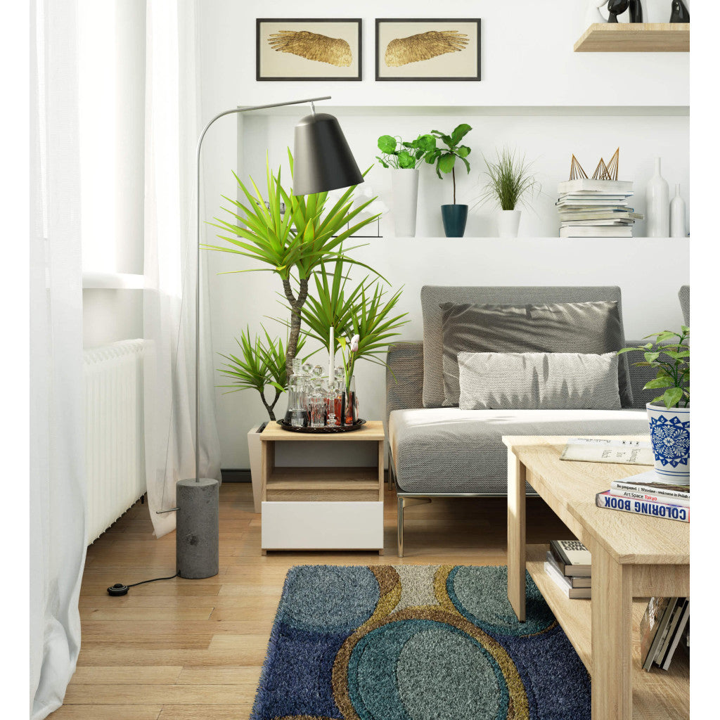 Noptiera stejar sonoma cu sertar alb CL1