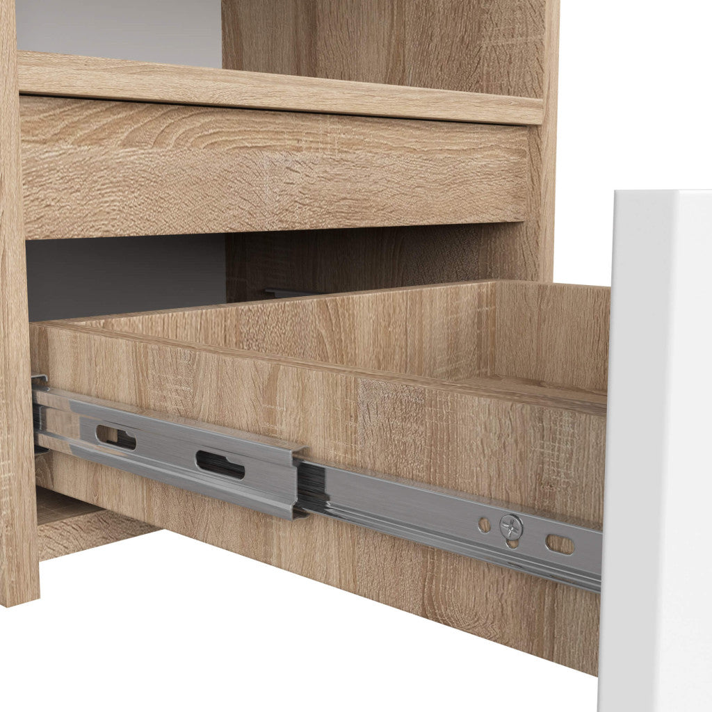 Noptiera stejar sonoma cu sertar alb CL1