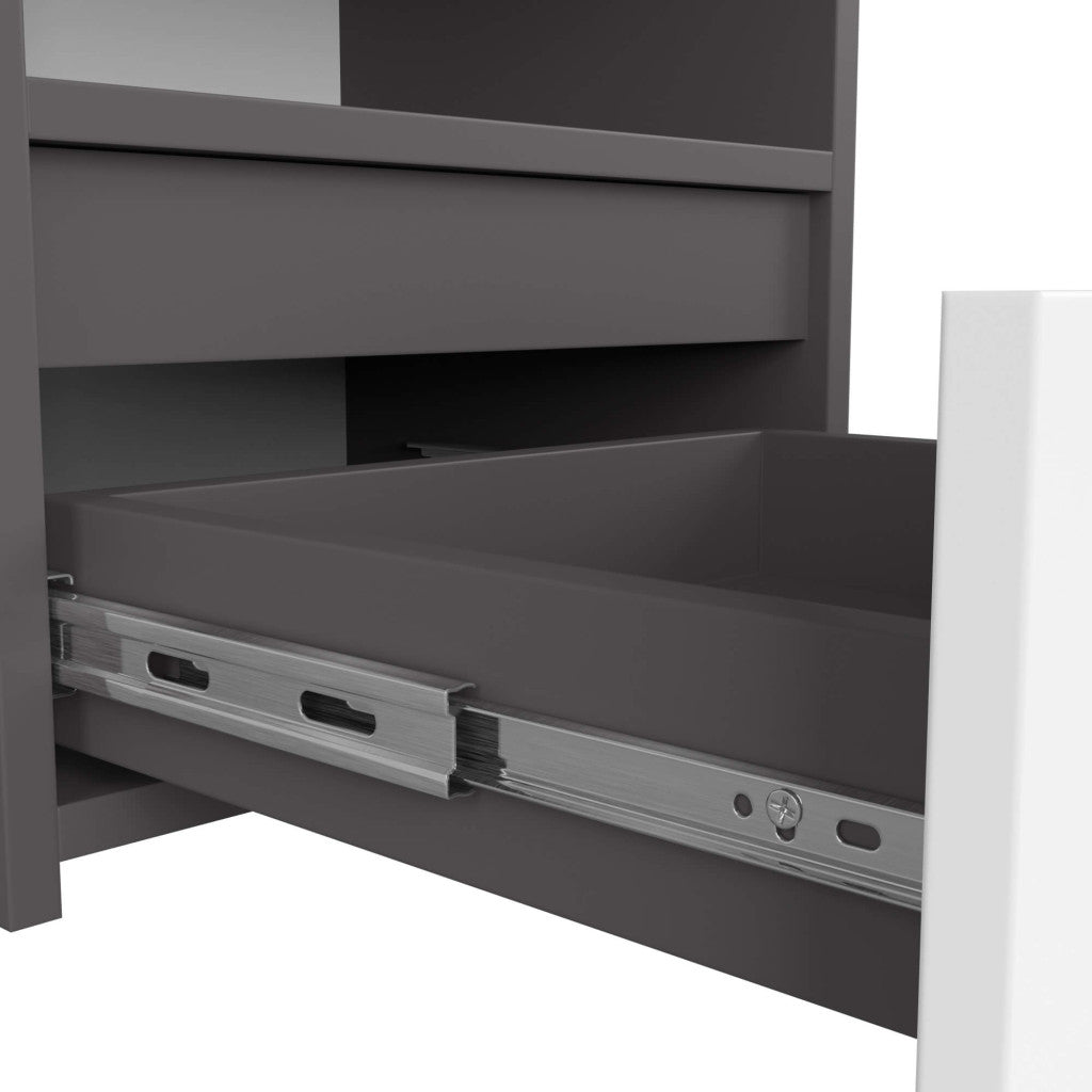 Noptiera gri graphite cu sertar alb CL1