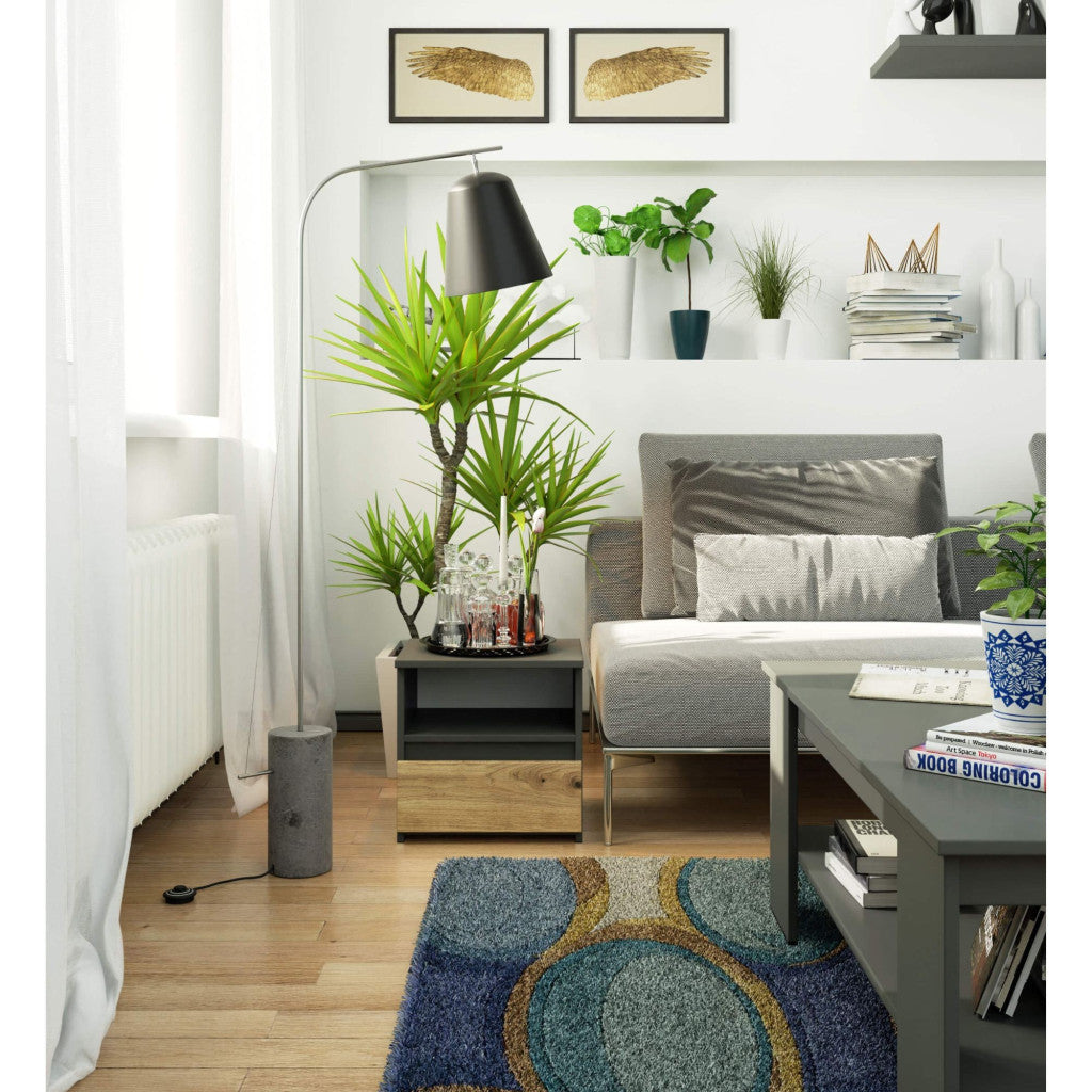 Noptiera gri graphite cu sertar artisan CL1