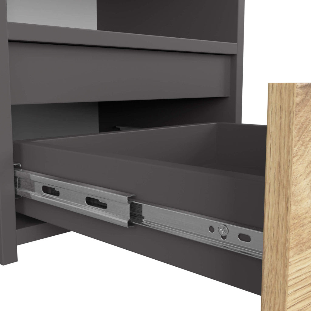 Noptiera gri graphite cu sertar artisan CL1