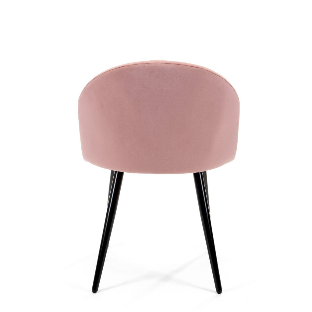 Scaun roz catifea cu picioare negre SJ.077