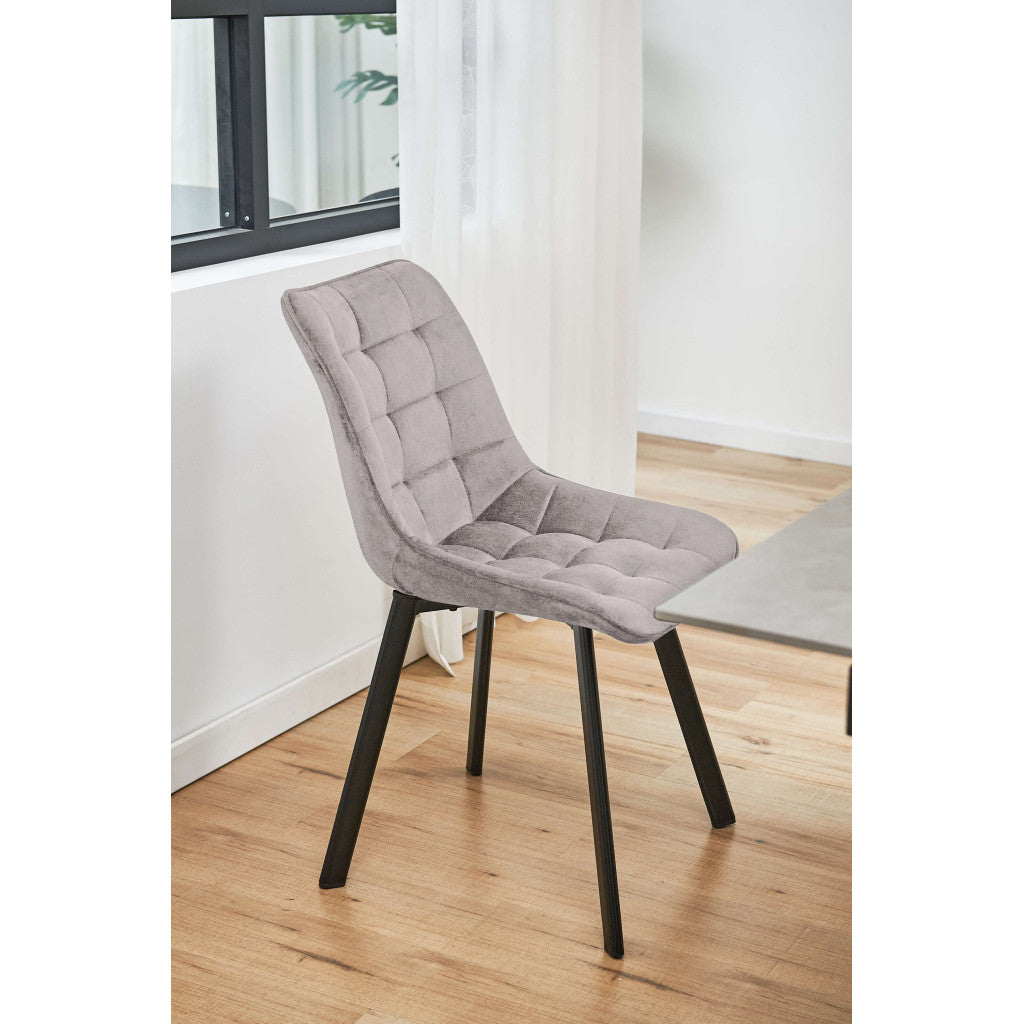 Scaun bej catifea cu picioare negre SJ.28