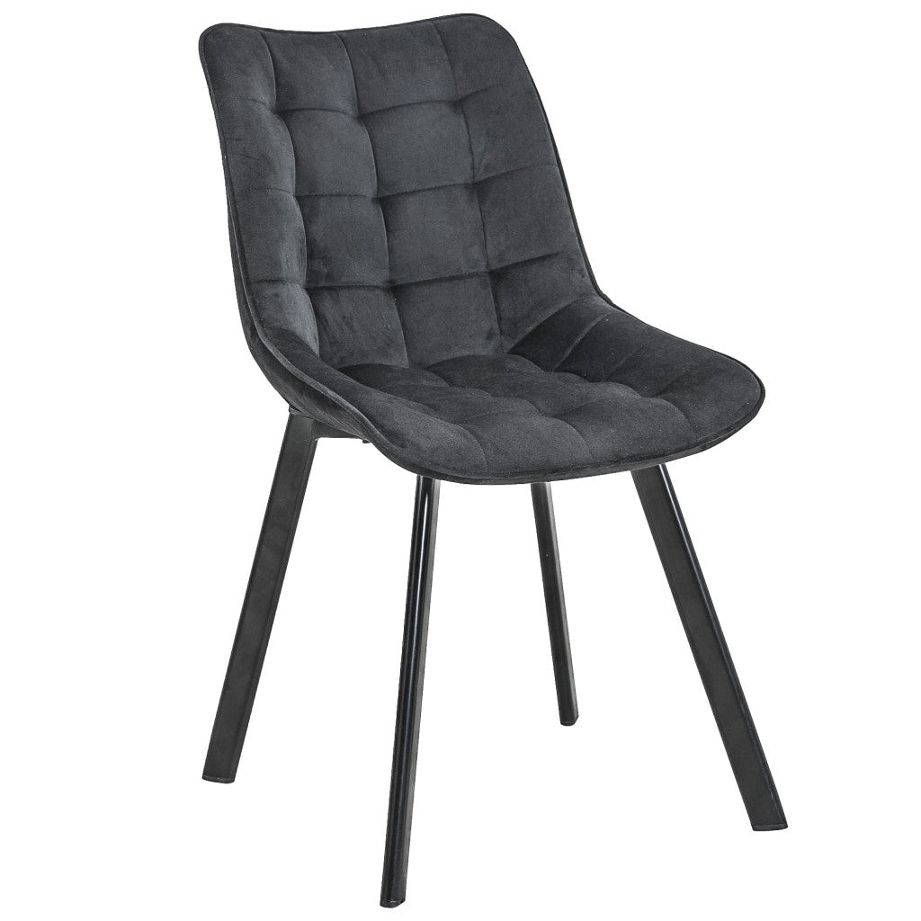 Scaun negru catifea cu picioare negre SJ.28