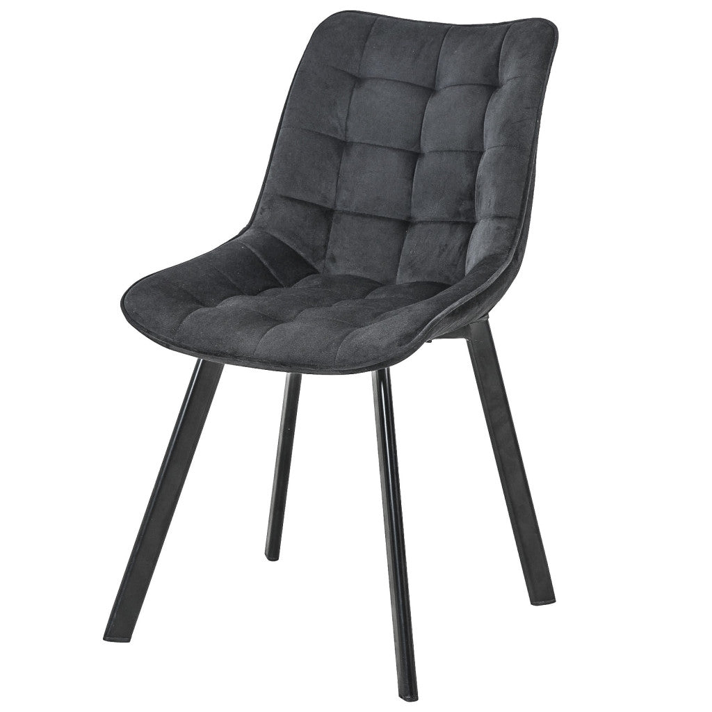 Scaun negru catifea cu picioare negre SJ.28