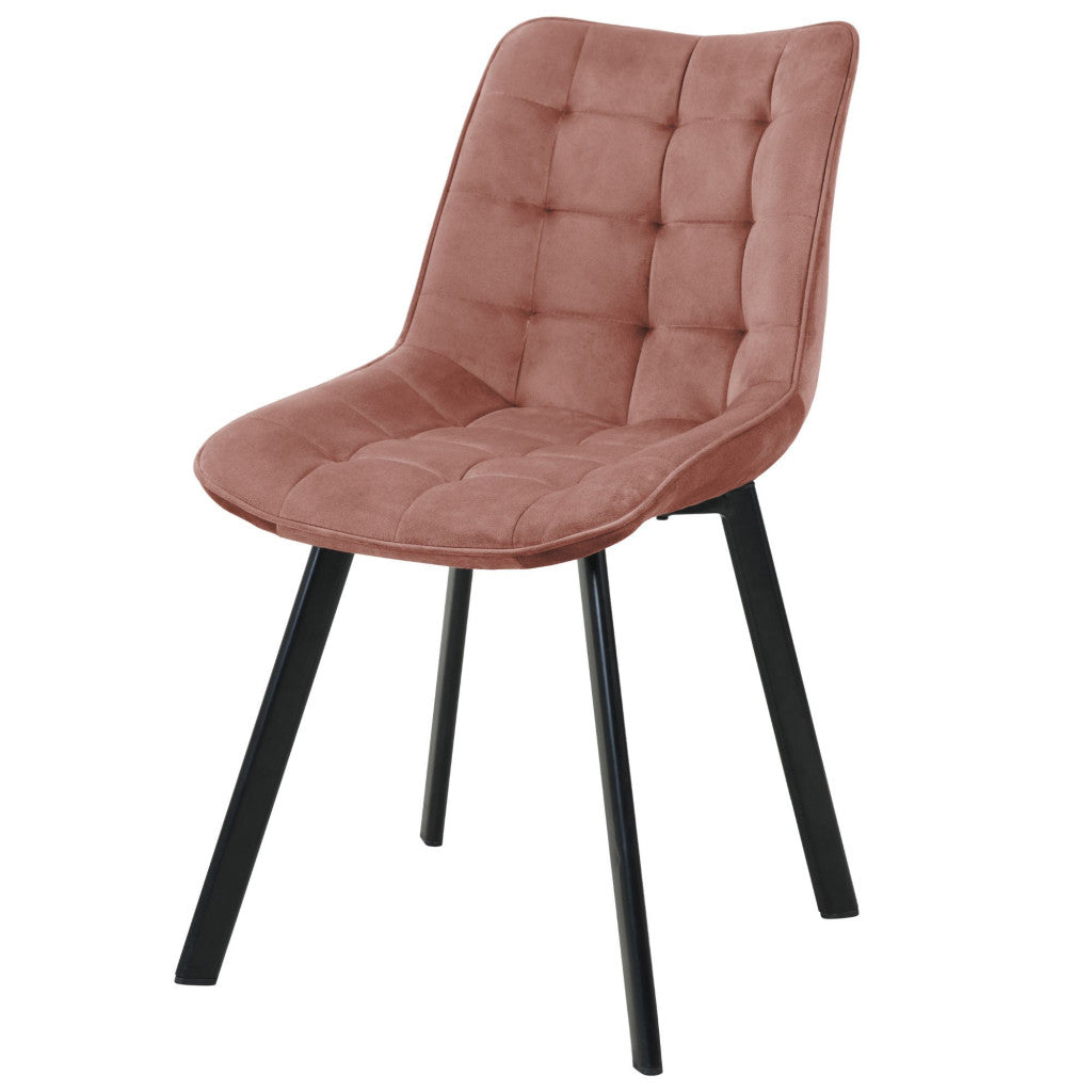 Scaun roz catifea cu picioare negre SJ.28
